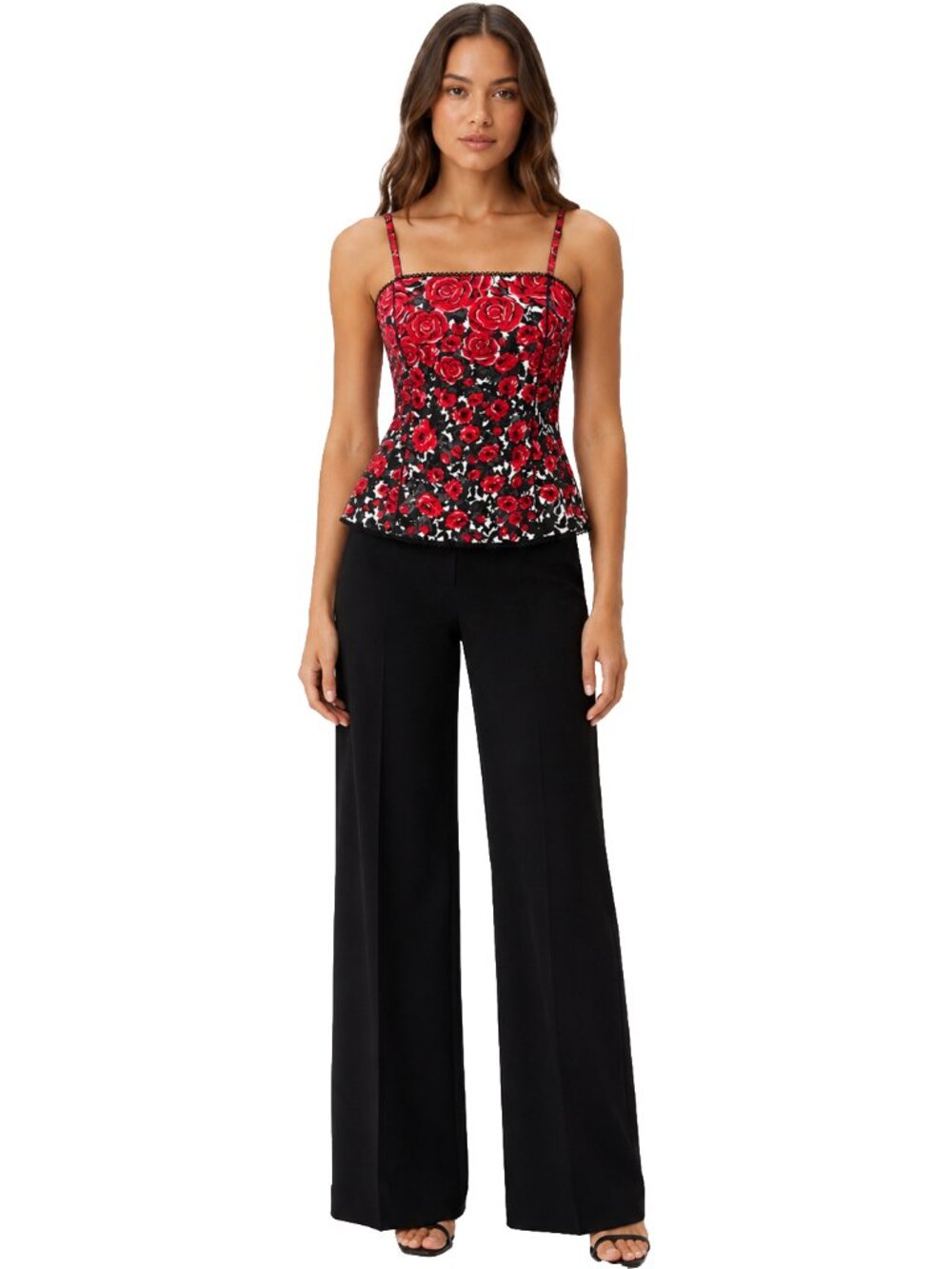 White House Black Market Red Rose Floral Corset Top | Size 4